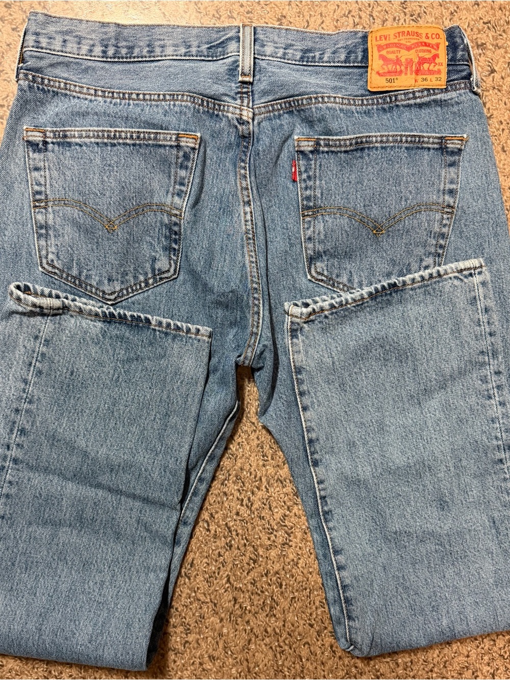 Levi's 501 36x32 Classic Fit Men's Light Blue Jeans